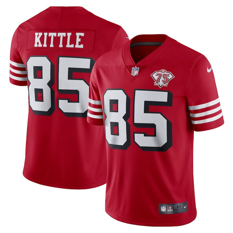 Men San Francisco 49ers #85 George Kittle Nike Scarlet 75th Anniversary Limited NFL Jersey